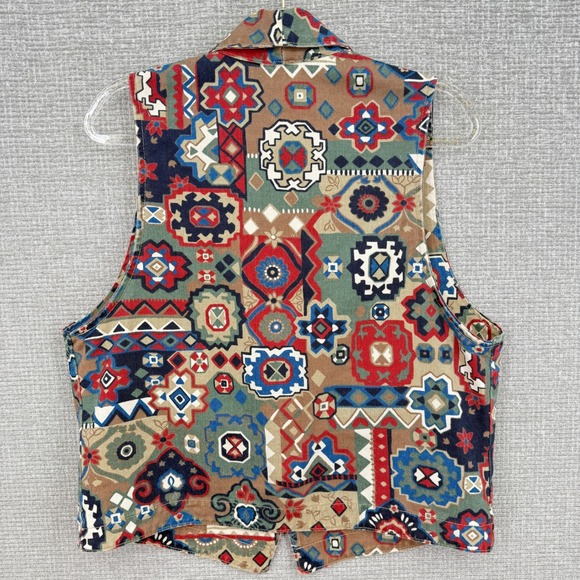 Vintage Gotcha Covered Southwestern Geometric Print Vest Made in USA Large - Picture 2 of 11